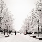 snow-cowered campus